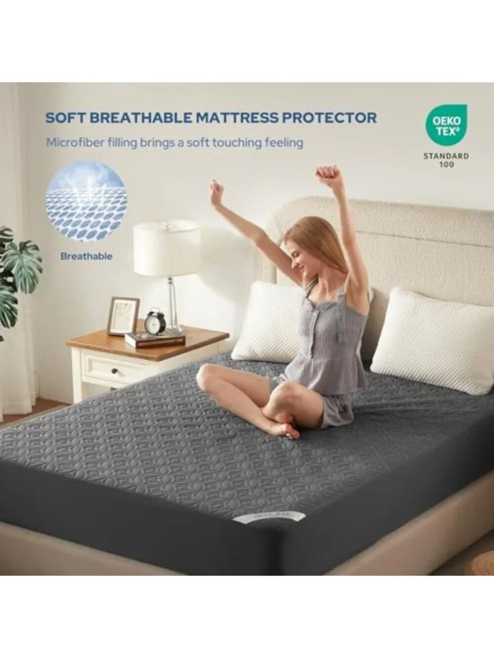 King Size Waterproof Mattress Protector Pad - Hypoallergenic, Soft & Durable